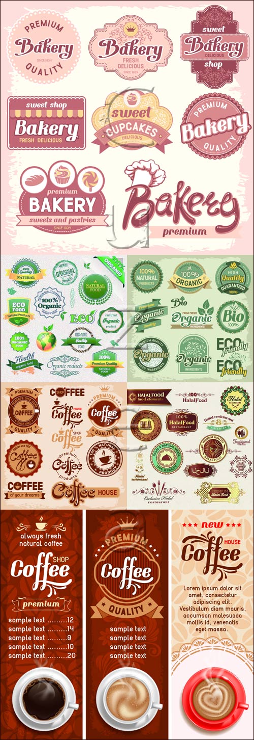 Labels for bakery and cofee - vector stock