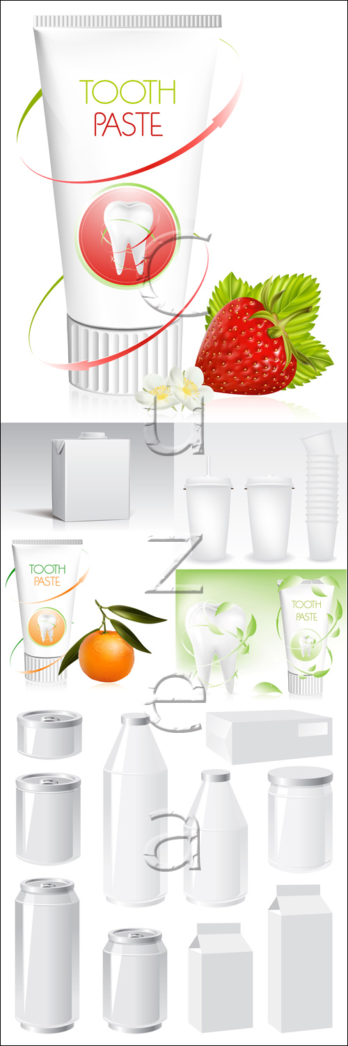 Toothpaste and plastic packing - vector stock