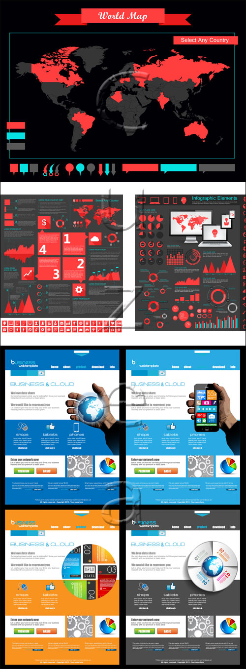 Infographic collection, 69 - vector stock