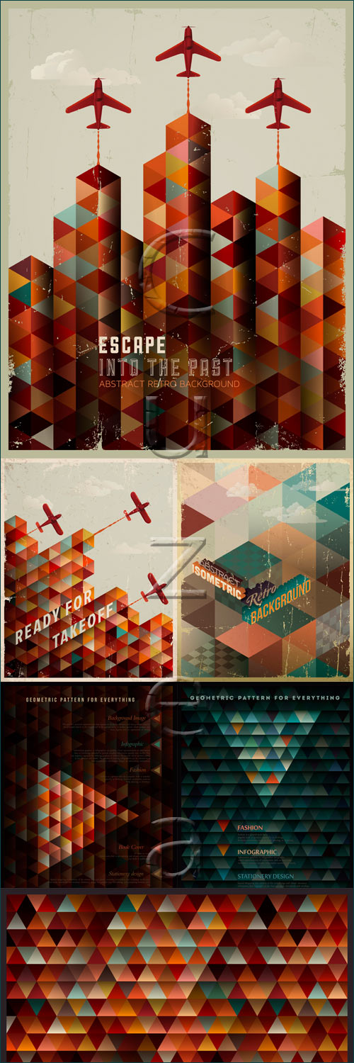 Retro backgrounds with plane - vector stock