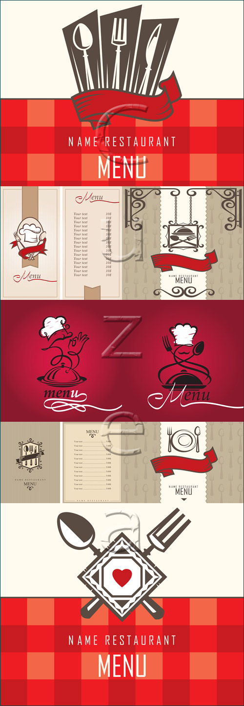 Menu for restaurant in red tone - vector stock