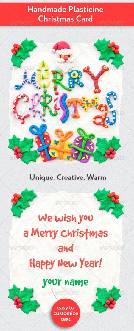 PSD - Handmade Plasticine Christmas Card