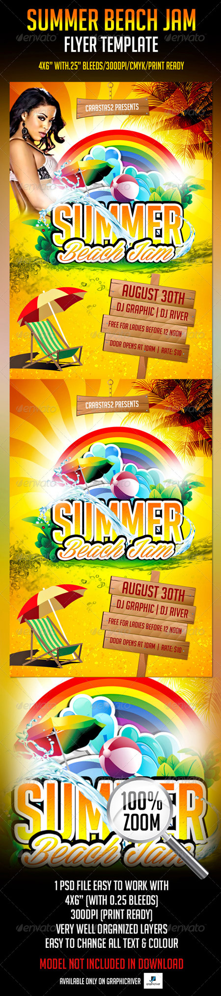 PSD - Summer Beach Jam Flyer Template