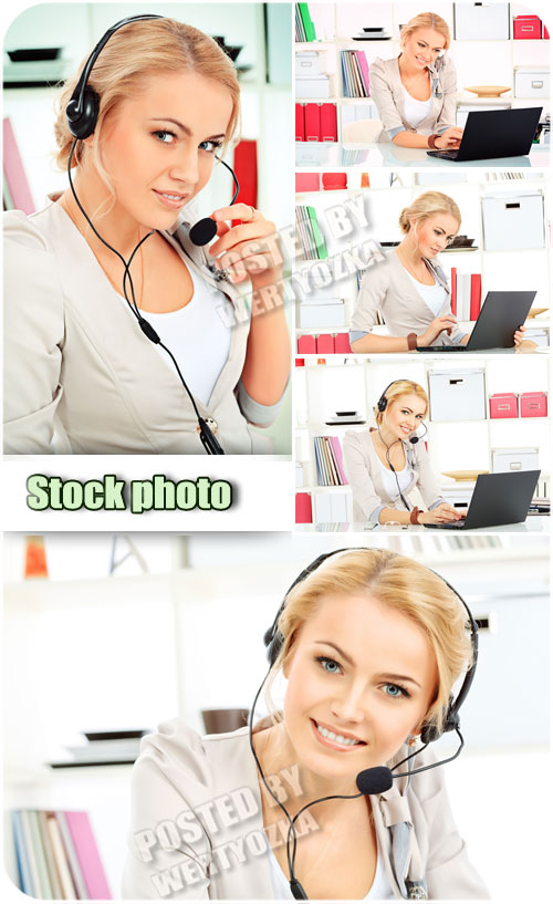   ,  / Girl with the laptop, the operator - Raster clipart