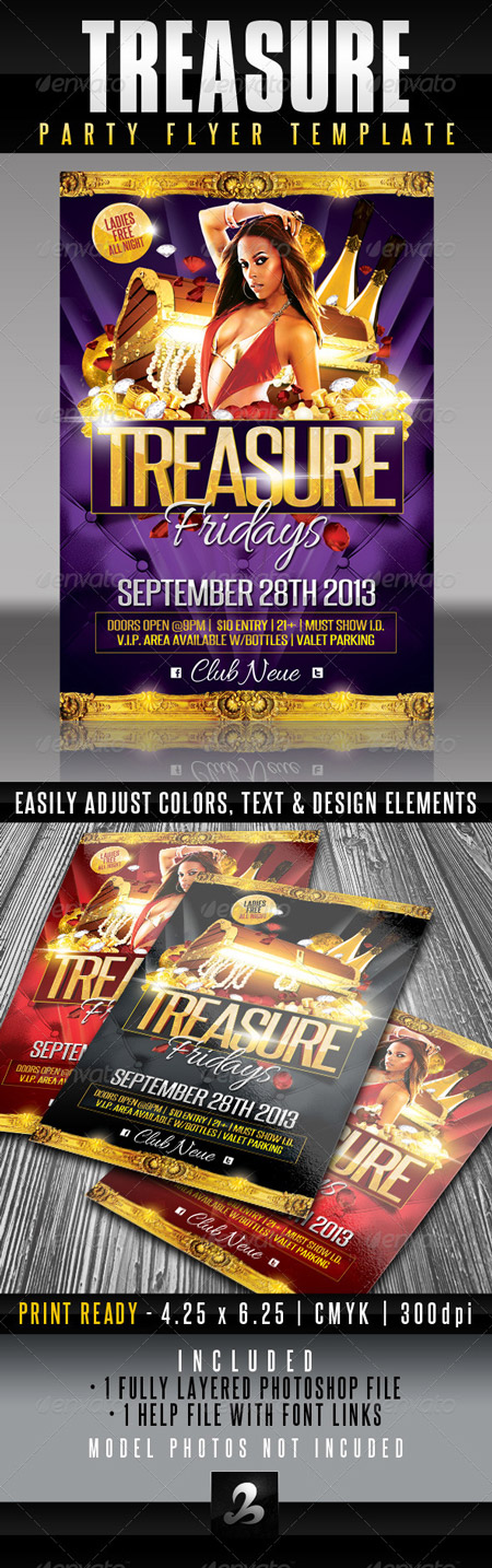 PSD - Treasure Party Flyer Template