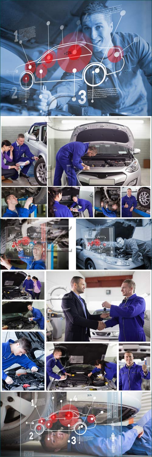 Mechanic reparing car - stock photo