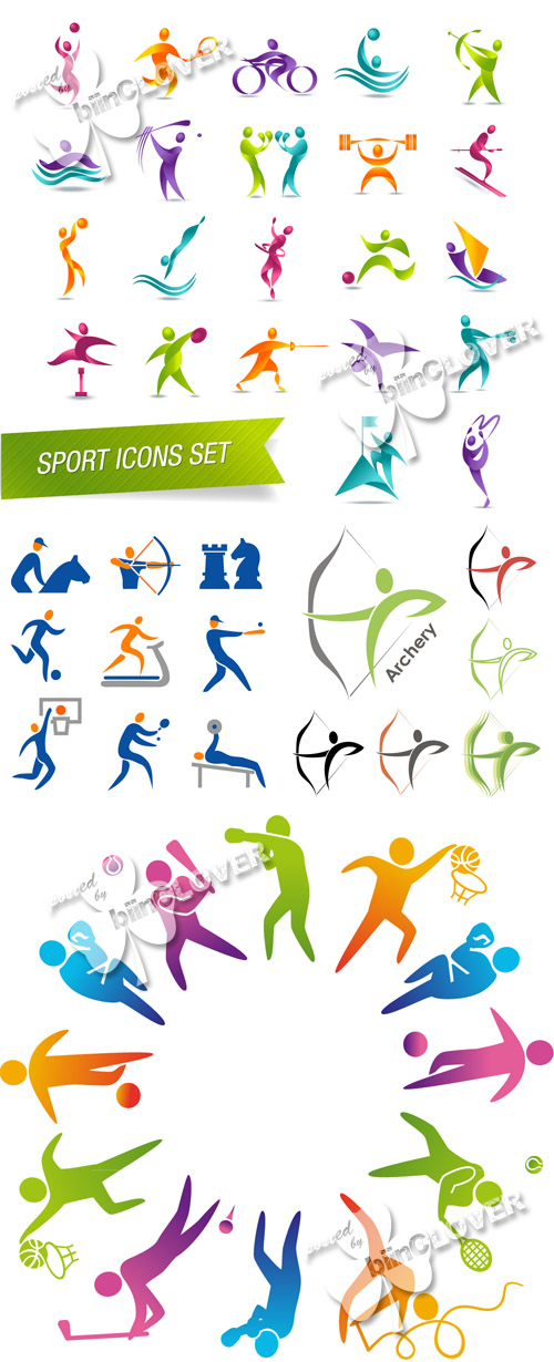 Colorful sports icon set 0485