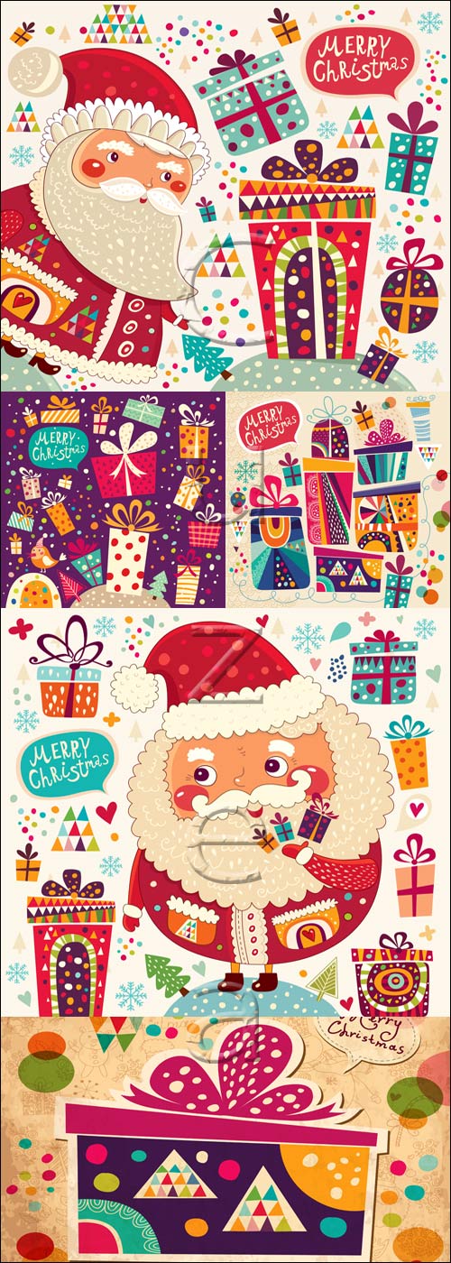 Santa with gifts - vector stock