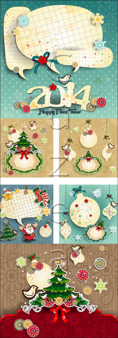 Merry cristmass elements 2014 - vector stock