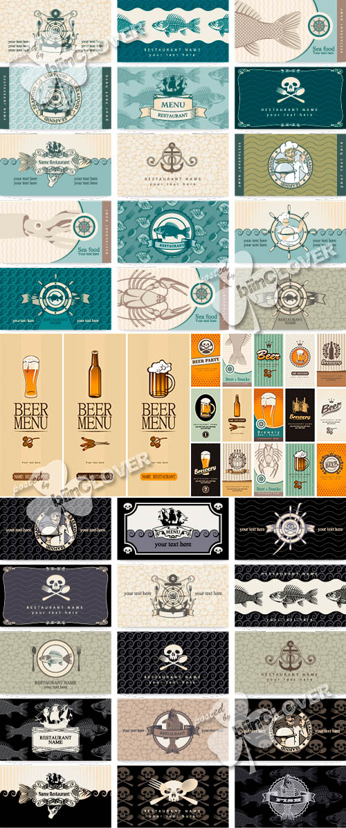 Business cards of beer  and sea theme 0490
