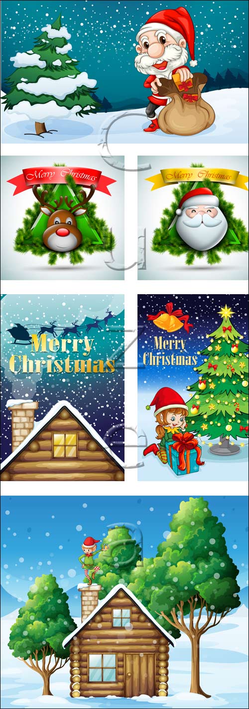 Christmass backgrounds with Santa - vector stock