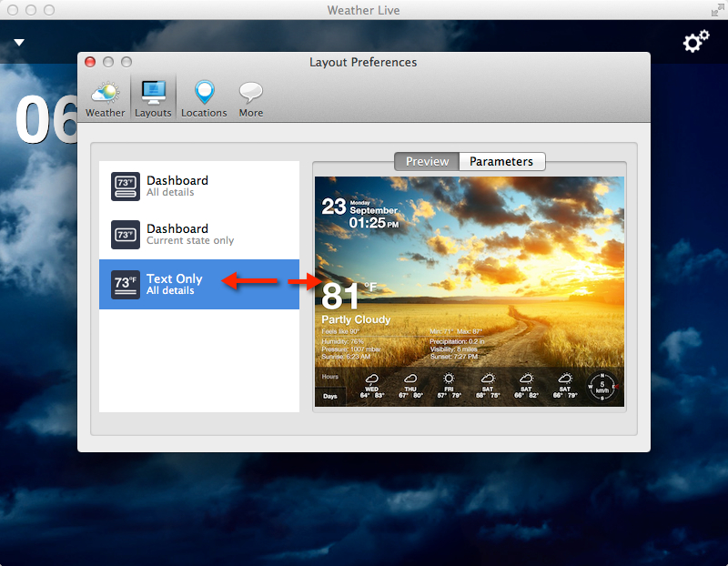 Weather Live - погодный информер Mac OS