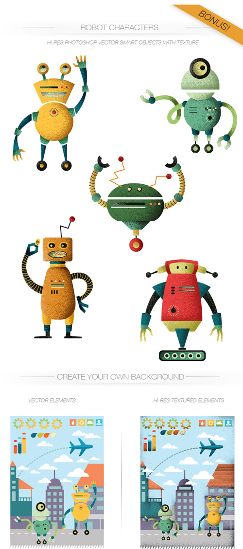 Robots Vector Characters Set