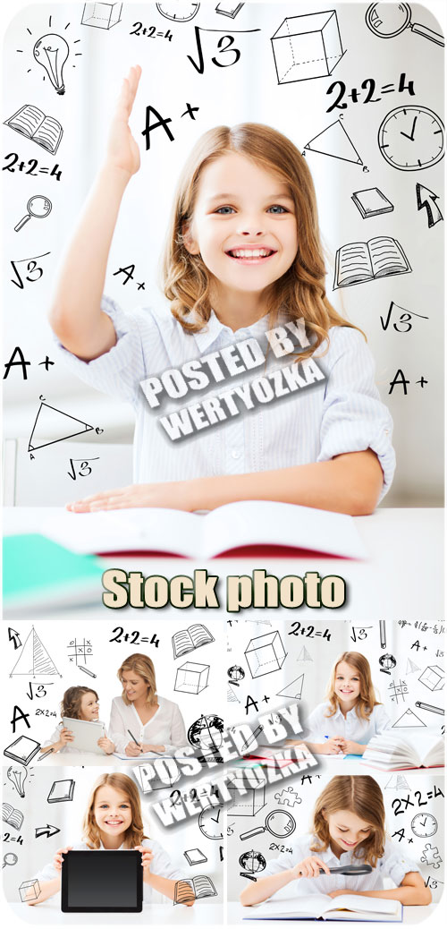  ,   / School lessons, girl schoolgirl - stock photos