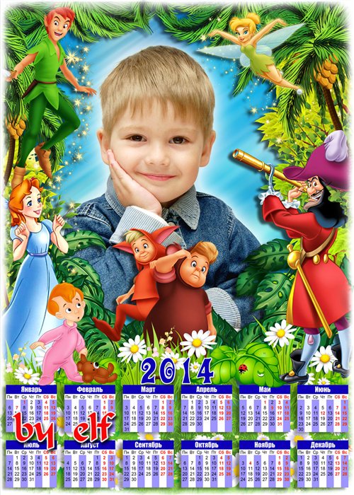  Яркий детский календарь с героями любимого мультфильма - Питер Пэн