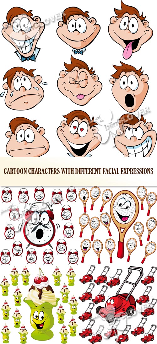 Cartoon characters with different facial expressions 0504