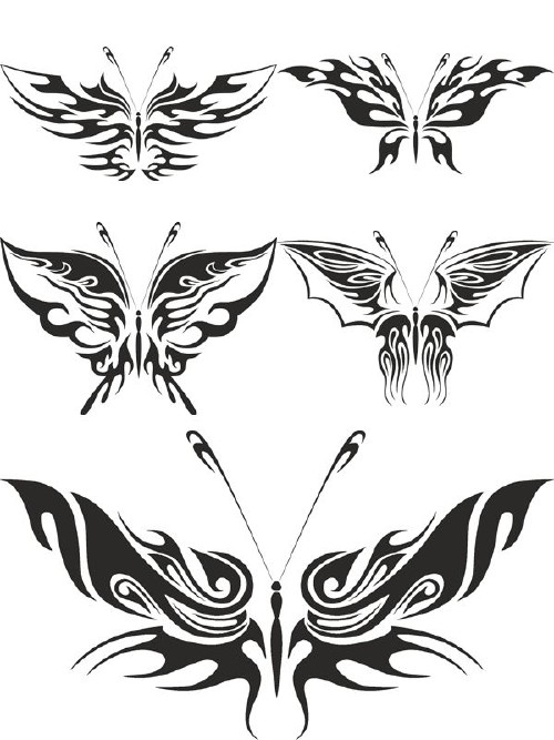 Татуировки в виде бабочек (векторный сток)