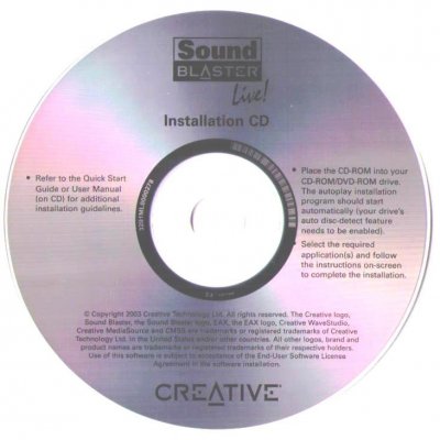 Оригинальный диск от звуковой карты Creative Sound blaster live! 5.1