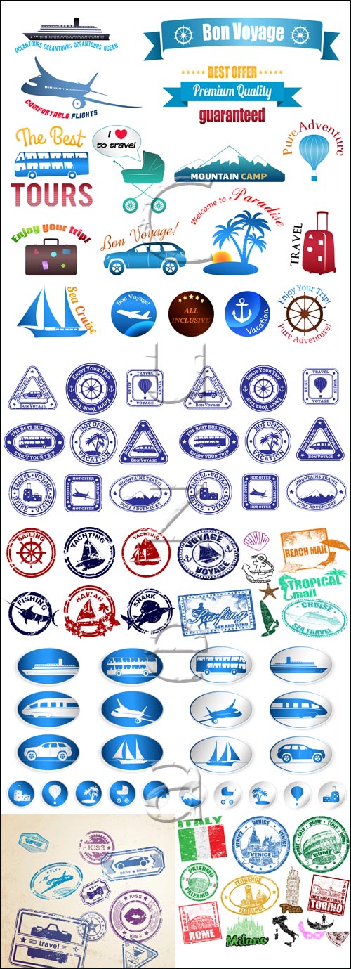 Transport vector emblems and simbols