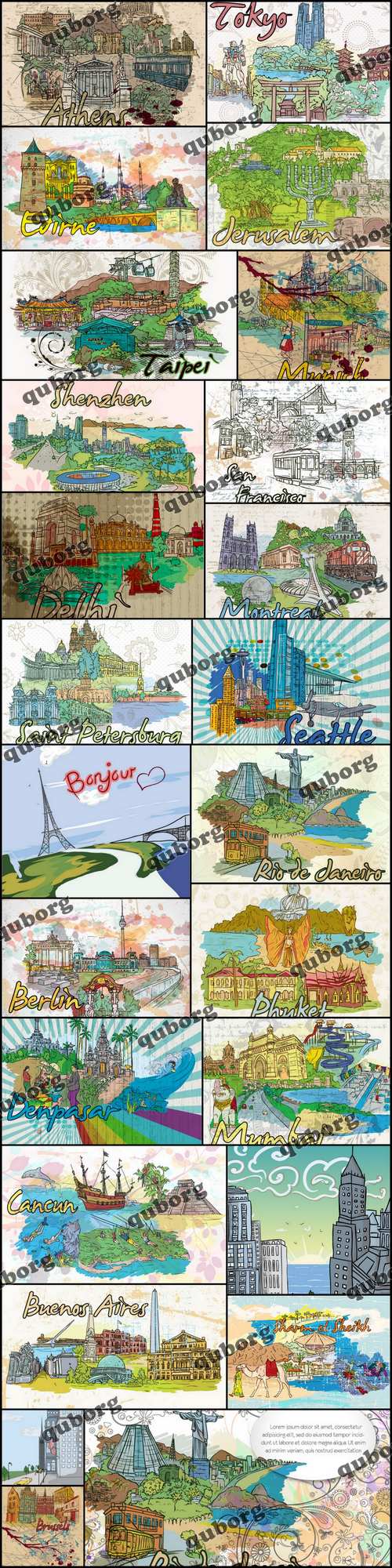 Stock Vector - Famous Cities Illustrations 1