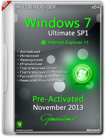 Windows 7 Ultimate SP1 x64 Pre-Activated IE11 November 2013 (MULTI6/ENG/RUS/GER)