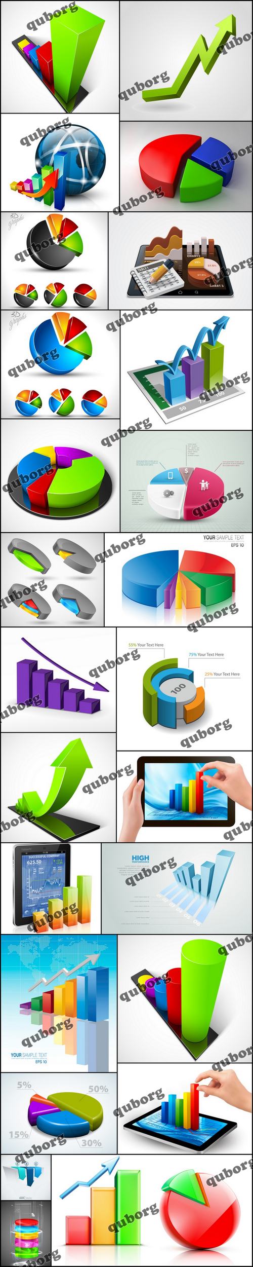 Stock Vector - 3D Business Graphs