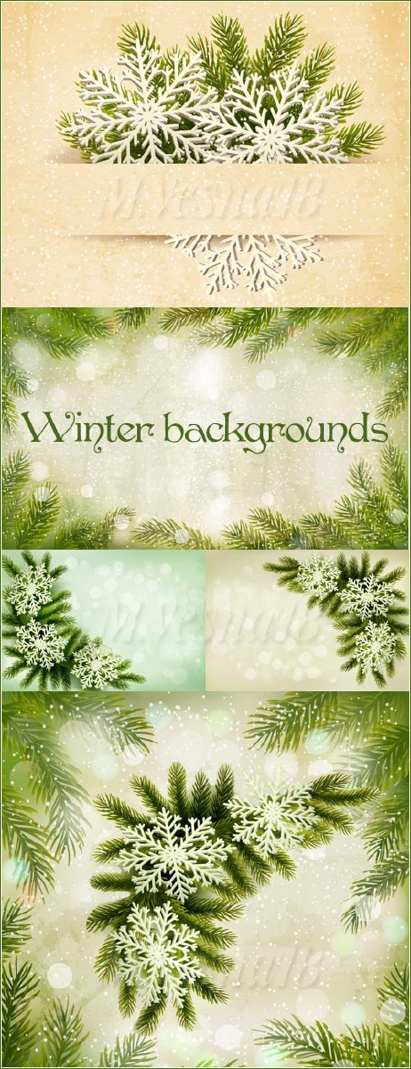      ,   / Vintage backgrounds with snowflakes and spruce vector clipart