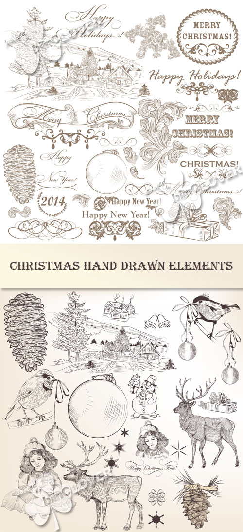 Christmas hand drawn elements 0533