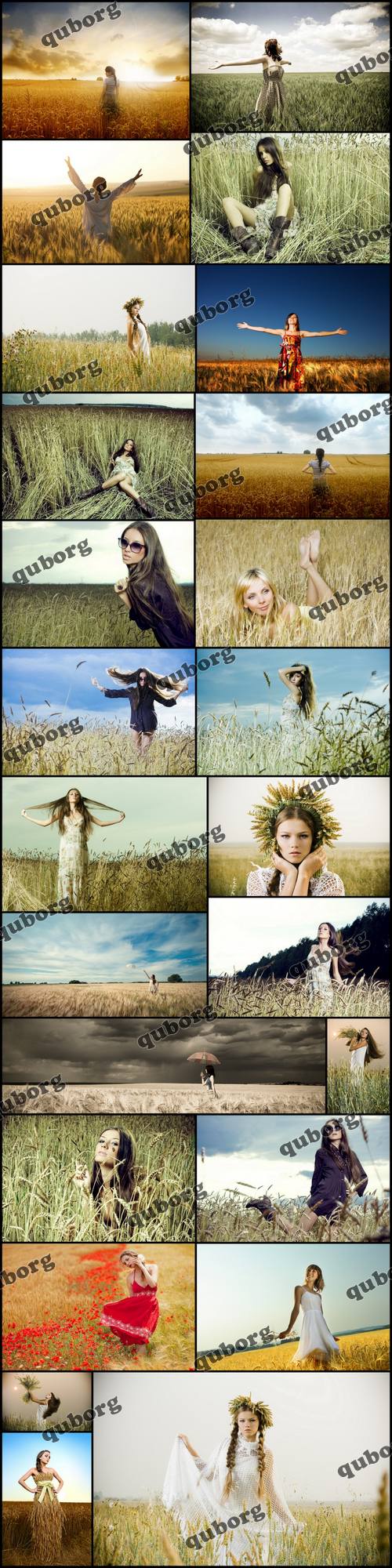 Stock Photos - Girl on Wheat Field