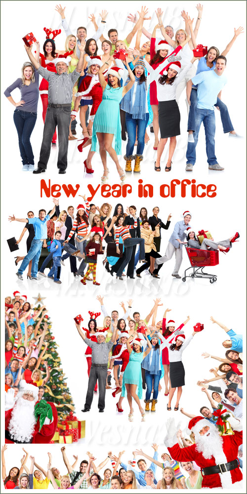    ,   / New year in office, raster clipart