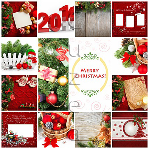 Stock photo : Merry christmas backgrounds in red