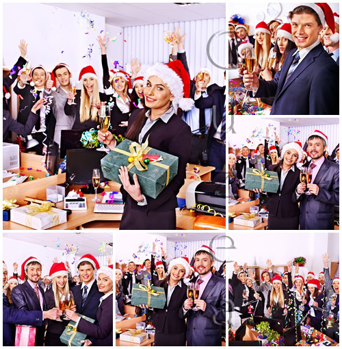 Stock photo : People selebrated christmas and New year in the office