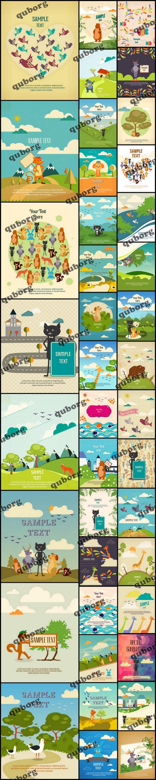 Stock Vector - Animals Illustrations Set