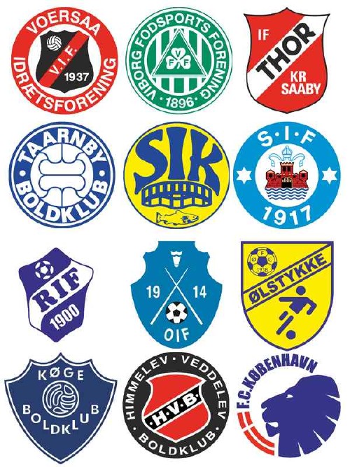 Логотипы и эмблемы футбольных команд Дании (вектор)
