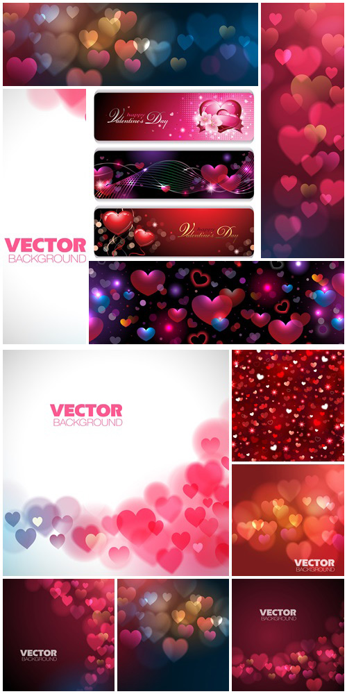 Holiday backgrounds for Valentines Day with hearts - vector stock