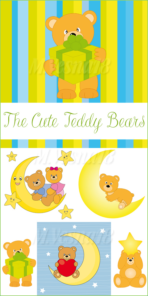   ,   / The Cute Teddy Bears, vector clipart