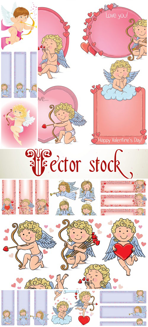 Vector  angels for valentine day - vector stock