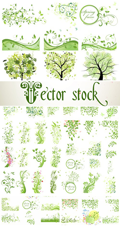 Spring vector elements and frames - vector stock