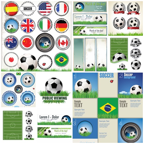 Soccer banner, set - vector stock