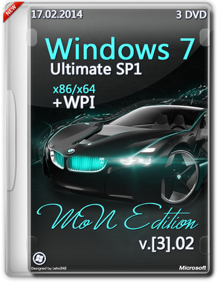 Windows 7 SP1 Ultimate x86+x64 MoN Edition [3].02 + WPI (3DVD/RUS/17.02.2014)