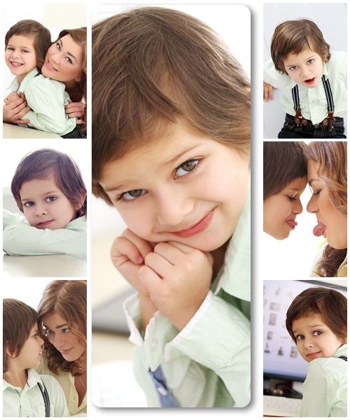 Adorable kid and mother - stock photo