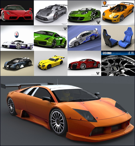 11 Sports Cars Max2OO9 Vray & Mr