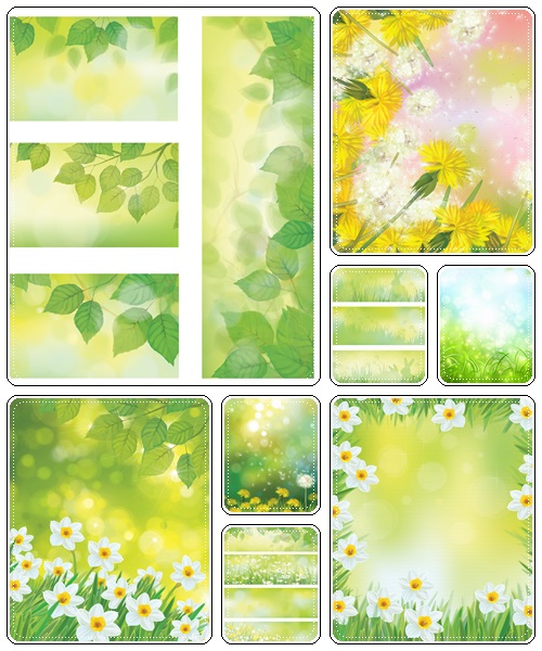 Vector spring backgrounds with leaves and flowers  - vector stock