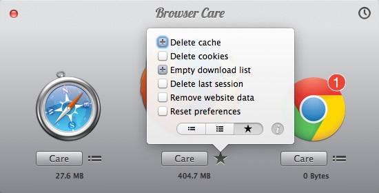 Browser Care - программа для очистки браузеров в Mac OS X
