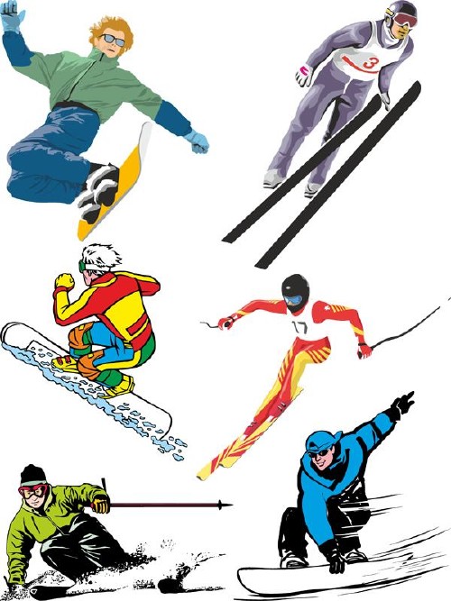 Зимние виды спорта (подборка вектора)