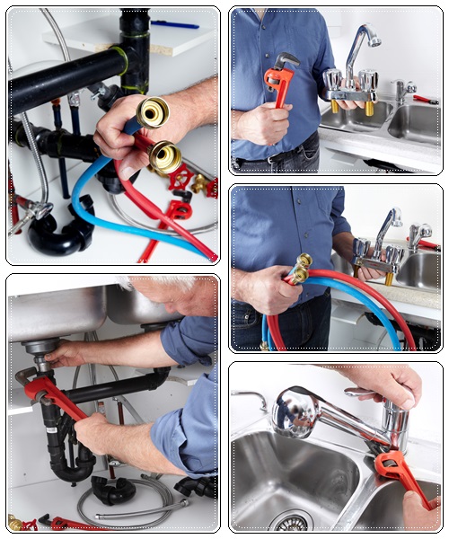 Plumber at the work - stock photo