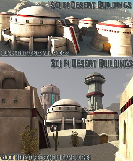DEXSOFT-GAME: Sci-Fi Desert Buildings 3D model pack y vandit