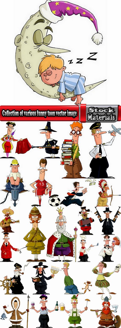 Collection of various funny toon vector image #2-25 Eps