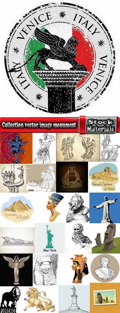 Collection vector image monument 25 Eps