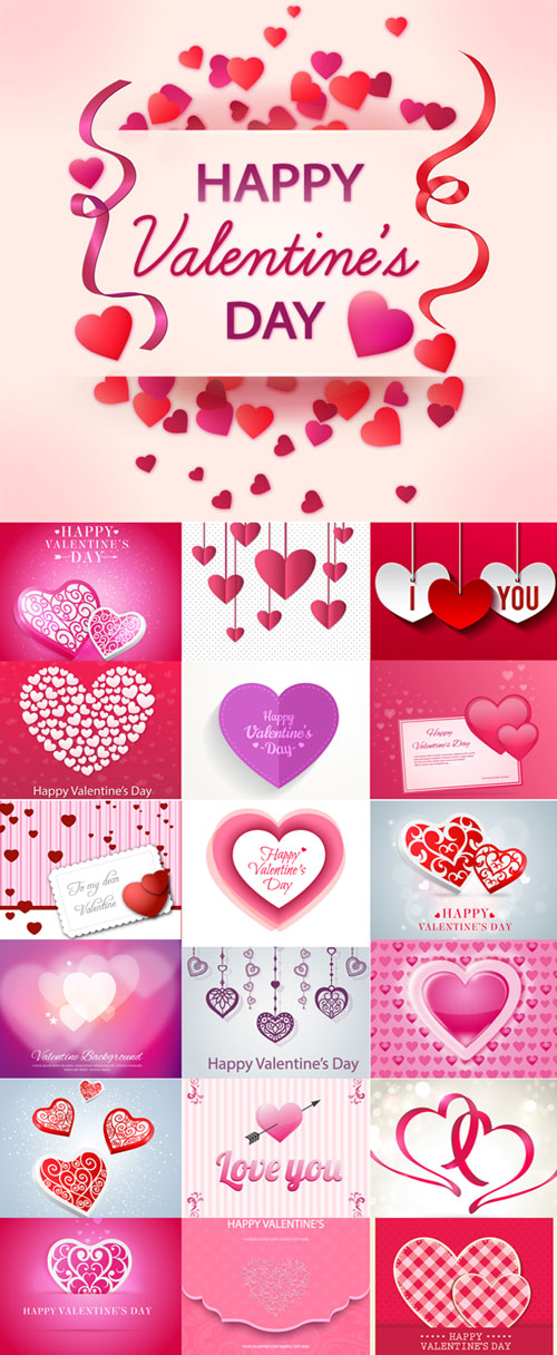Romantic Valentine's Day vector backgrounds set 10
